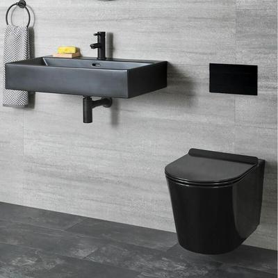 Milano - Hudson Reed Nox - Hängewaschbecken und Hänge-WC Set&44 Schwarz Image