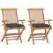 vidaXL Patio Chairs with Anthracite Cushions 2 pcs Solid Teak Wood