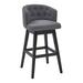 30 Inches Button Tufted Fabric Padded Swivel Barstool, Gray
