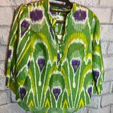 Anthropologie Tops | Anthropologie V-Neck Tunic Top. Nwt | Color: Green/Purple | Size: Xs