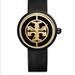 Tory Burch Accessories | Authentic Tory Burch Leather Gold Face Watch! | Color: Black/Gold | Size: Os