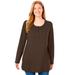 Plus Size Women's Perfect Long-Sleeve Henley Tee by Woman Within in Chocolate (Size 5X) Shirt