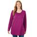 Plus Size Women's Perfect Long-Sleeve Henley Tee by Woman Within in Raspberry (Size L) Shirt