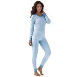 Plus Size Women's Thermal Crewneck Long-Sleeve Top by Comfort Choice in Pastel Blue Animal (Size 4X) Long Underwear Top