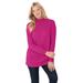 Plus Size Women's Perfect Long-Sleeve Mockneck Tee by Woman Within in Raspberry (Size 6X) Shirt