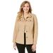 Plus Size Women's Peplum Denim Jacket by Jessica London in New Khaki (Size 14 W) Feminine Jean Jacket