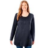 Plus Size Women's Perfect Long-Sleeve Henley Tee by Woman Within in Navy (Size 4X) Shirt