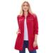 Plus Size Women's Long Denim Jacket by Jessica London in Classic Red (Size 22 W) Tunic Length Jean Jacket