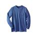 Men's Big & Tall Shrink-Less™ Lightweight Long-Sleeve Crewneck Pocket T-Shirt by KingSize in Heather Navy (Size 7XL)