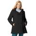 Plus Size Women's Double-Breasted Hooded Fleece Peacoat by Woman Within in Black (Size 14 W)