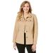 Plus Size Women's Peplum Denim Jacket by Jessica London in New Khaki (Size 18 W) Feminine Jean Jacket