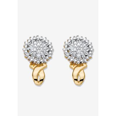 Women's Gold-Plated Cluster Button Earrings with Genuine Diamond Accent by PalmBeach Jewelry in Gold