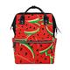 Diaper Backpack Tropical Watermelon Pattern Multi-Function Large Capacity Baby Changing Bags Zipper Casual Stylish Travel Backpacks for Mom Dad Baby Care