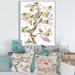 East Urban Home Tree w/ Colorful Birds on Flowering Branches - Graphic Art on Canvas Metal in Brown/Green/Indigo | 32 H x 16 W x 1 D in | Wayfair