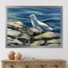 East Urban Home Seagull Birds by the Sea - Picture Frame Painting on Canvas Metal in Blue | 30 H x 40 W x 1.5 D in | Wayfair