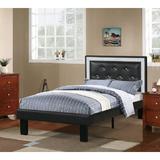 Everly Quinn Platform Bed Wood & /Upholstered/Faux leather in Black/Brown | 38 H x 80 D in | Wayfair CD28E2F6CBC94023A0546001F94DFB6F
