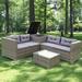 Latitude Run® Wicker Rattan Outdoor Furniture Sofa Set 4 Piece Patio Sectional w/ Storage Box - Creme Synthetic Wicker/All | Wayfair