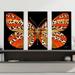 Rosdorf Park Leopard & Gold Butterfly by Jodi - 3 Piece Wrapped Canvas Graphic Art Print Metal | 32 H x 48 W x 0.75 D in | Wayfair