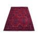 Shahbanu Rugs Saturated Red Afghan Khamyab with Natural Dyes Wool Hand Knotted Oriental Rug (4'1" x 6'3") - 4'1" x 6'3"