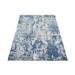 Shahbanu Rugs Blue Oceanic Abstract Design Hi-low Pile Wool and Pure Silk Denser Weave Hand Knotted Oriental Rug (3'0" x 5'3")