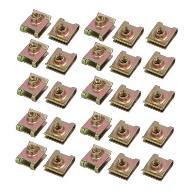 Fit M6 Screw 65Mn Steel Zinc Plated U Nut 18mm x 14mm 25pcs - Brass Tone