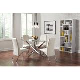 Compson White and Chrome 5-piece Round Dining Set