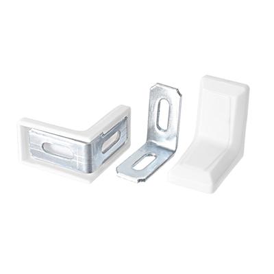 29mm x 29mm Cabinet Cupboard Shelf Corner Brace Plate Right Angle 8pcs - White, Silver Tone