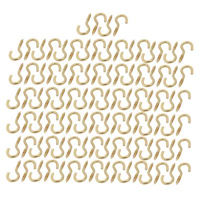 2.6mm Dia Thread 26mm Length Self-Tapping Screw Hook 100pcs - Gold Tone