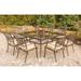 Hanover Traditions Tan Aluminum 9-piece Dining Set with 60-inch Square Glass-top Dining Table