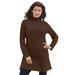 Plus Size Women's Mockneck Ultimate Tunic by Roaman's in Chocolate (Size L) 100% Cotton Mock Turtleneck