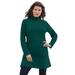 Plus Size Women's Mockneck Ultimate Tunic by Roaman's in Emerald Green (Size 2X) 100% Cotton Mock Turtleneck