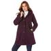 Plus Size Women's Hooded Button-Front Fleece Coat by Roaman's in Dark Berry (Size 4X)