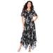 Plus Size Women's Floral Sequin Dress by Roaman's in Black Embellished Print (Size 14 W)