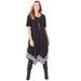Plus Size Women's Stoneywood Stripe A-Line Dress (With Pockets) by Catherines in Black Stripe (Size 0X)