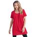 Plus Size Women's Pleatneck Ultimate Tunic by Roaman's in Classic Red (Size M) Long Shirt