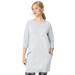 Plus Size Women's French Terry Zip Pocket Tunic by ellos in Heather Grey (Size 2X)