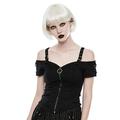 Punk Rave Women's Daily Black Short Sleeve T-Shirt Gothic Casual Strapless Slim Sexy Tees Tops XL-2XL