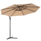 10' Hanging Umbrella Patio Sun Shade Offset Outdoor Market With Cross Base without Weight Base-beige - 10 ft