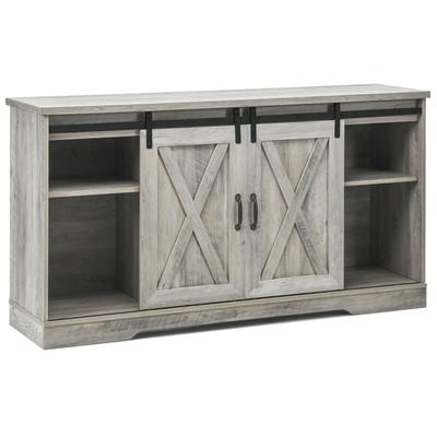 59" TV Stand with Adjustable Shelf and Sliding Barn Door Cabinet - 59" x 16" x 32" (L x W x H)