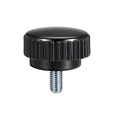 M8 x 15mm Male Thread Knurled Clamping Knob Grip Thumb Screw on Type - Black,Silver Tone