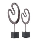 Abstract Black Metal Sculptures Set of 2