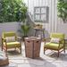 Perla Outdoor 2 Piece Acacia Wood Club Chair Set with Fire Column by Christopher Knight Home