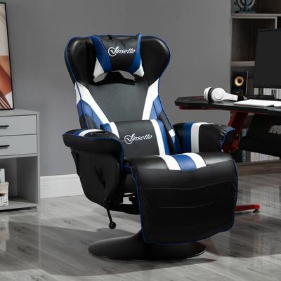 Vinsetto Race Video Game Chair with Reclining Backrest and Footrest, Headrest, and Cup Holder