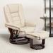 Contemporary LeatherSoft Recliner with Horizontal Stitching and Ottoman