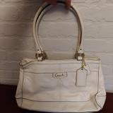 Coach Bags | Coach Park Carry All White Leather Shoulder Bag | Color: White | Size: 10" H X 15" W With A 10" Drop Handled