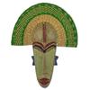 Handmade Akuwuezuika African Wood And Raffia Mask (Ghana) - 16.75" H x 13.25" W