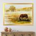 East Urban Home Horse Grazing on a Meadow - Painting on Canvas Metal in Yellow | 16 H x 32 W x 1.5 D in | Wayfair 3928F666EB7E4A90A791F28DA875874D