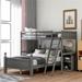 AOOLIVE Wooden Twin over Full Loft Bed with Cabinet,Gray