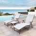 Outdoor Aluminum Adjustable Folding Chaise Lounge Chairs and Foldable Side Table