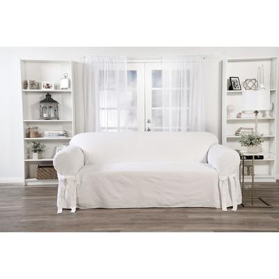 Classic Slipcovers White Twill Sofa Slipcover
